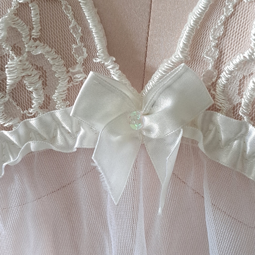 Frederick's of Hollywood Vintage Y2K White Chemise Slip Dress Size Large - Picture 9 of 11